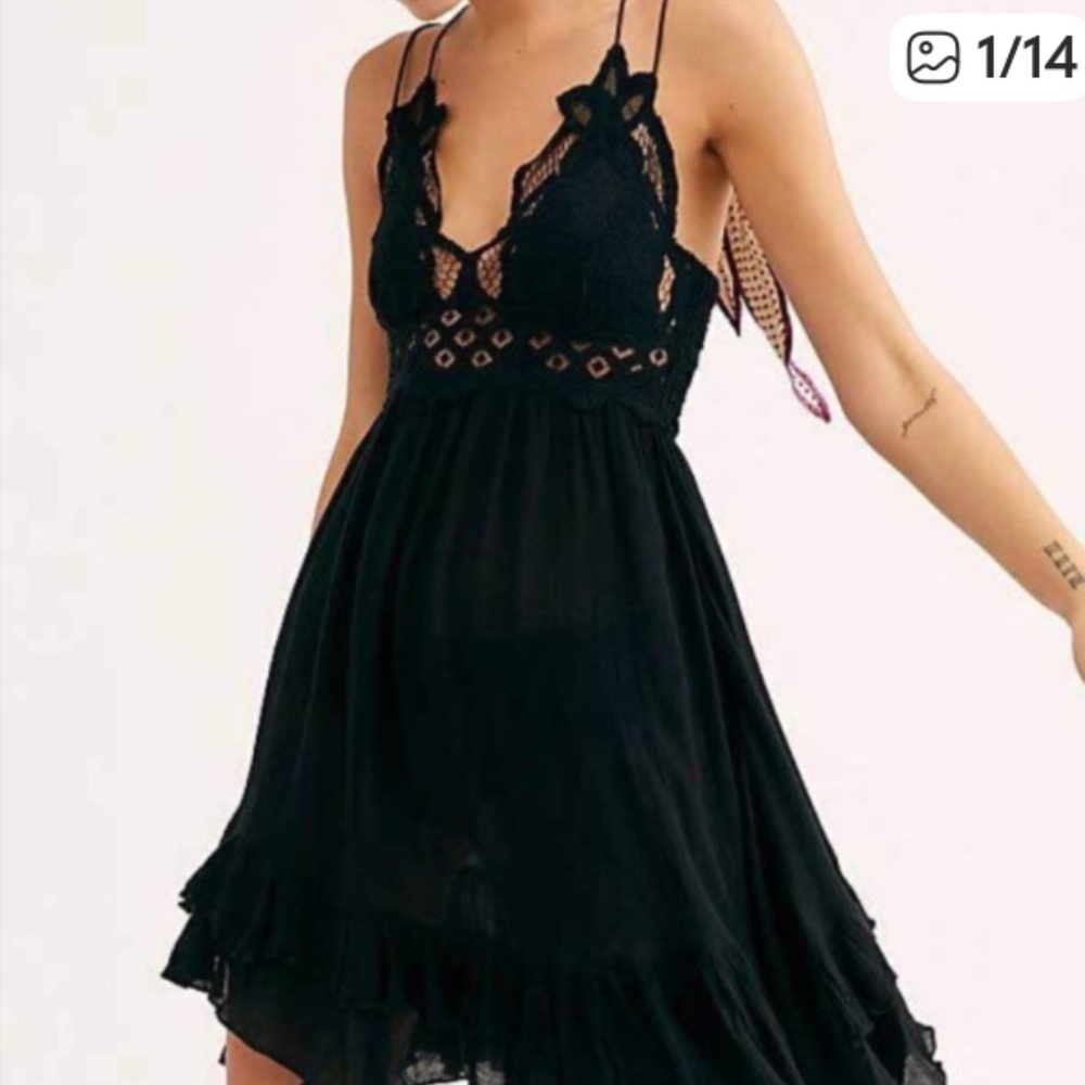 NWT Free People Adella Mini Slip Dress, Black, Size Small - Picture 3 of 14